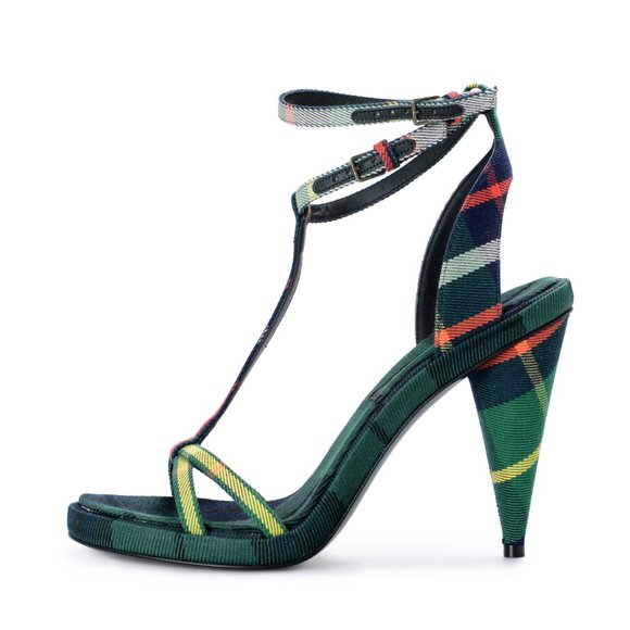 BURBERRY "London Canvas High Heels Sandals Shoes - Picture 2 of 8